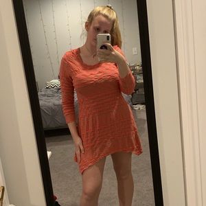 Tianello Pink and Grey Striped Dress